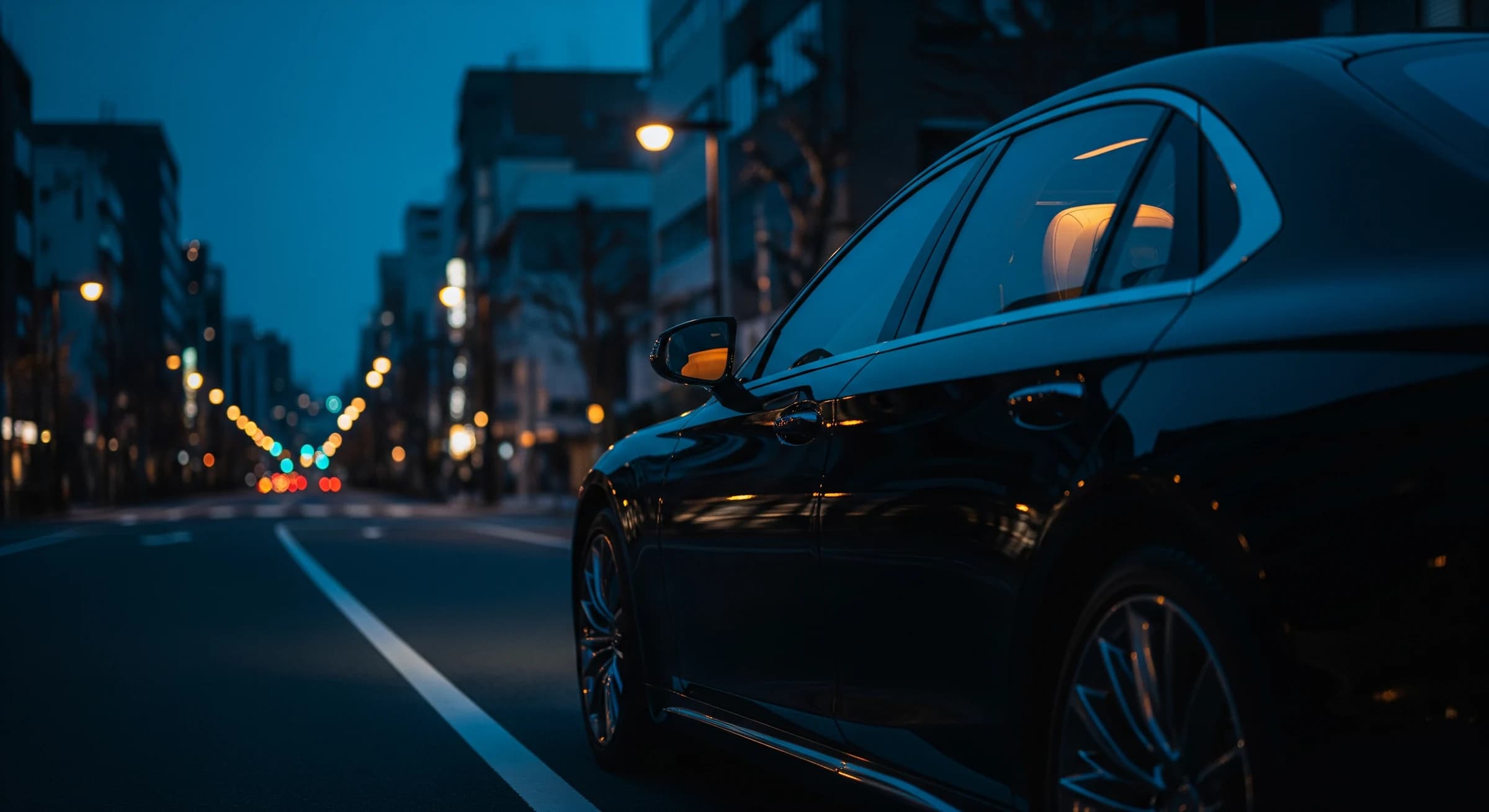 Premium chauffeur against the Osaka night skyline